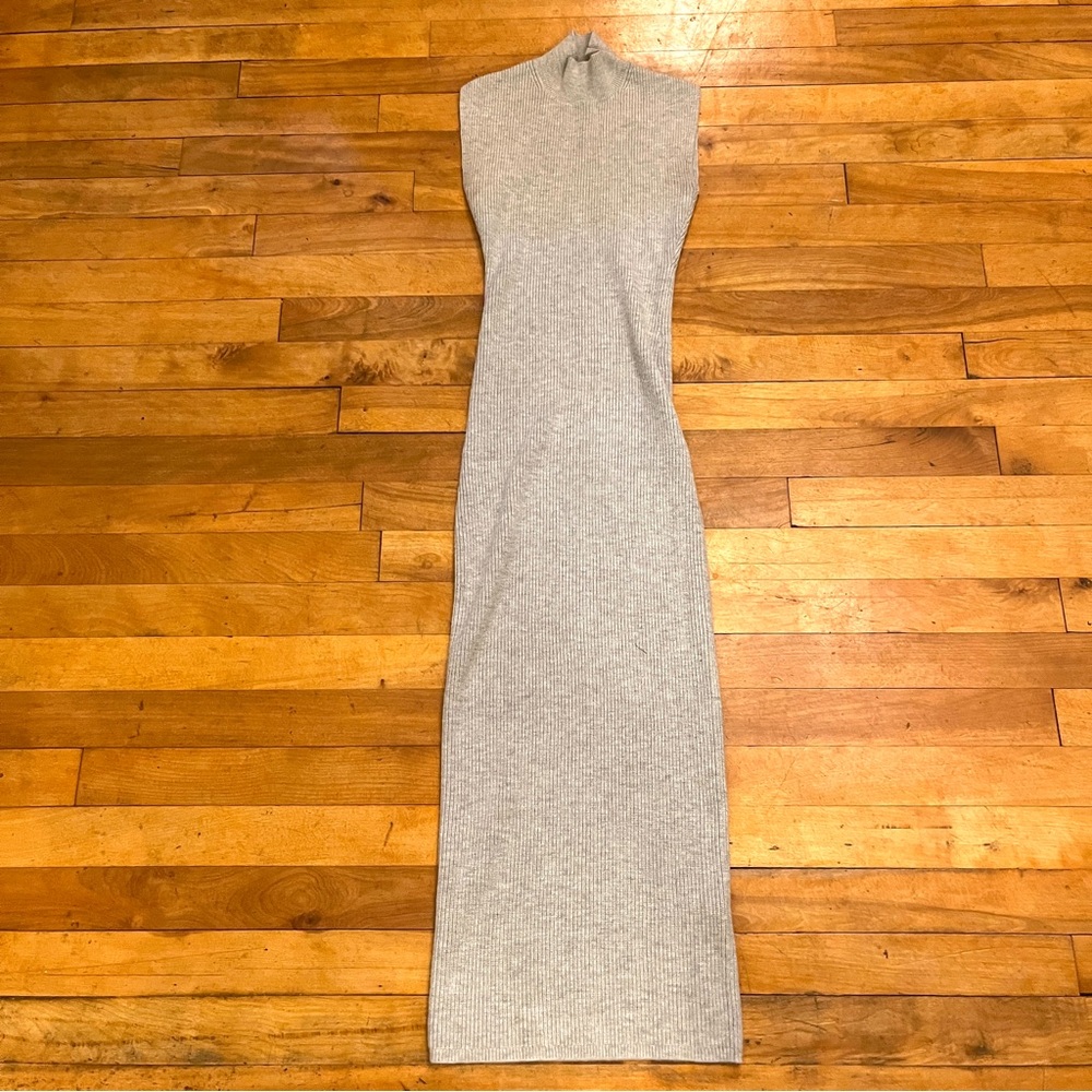WILFRED Light Grey Maxi Knitted Form Fitting Dress - Size XXS